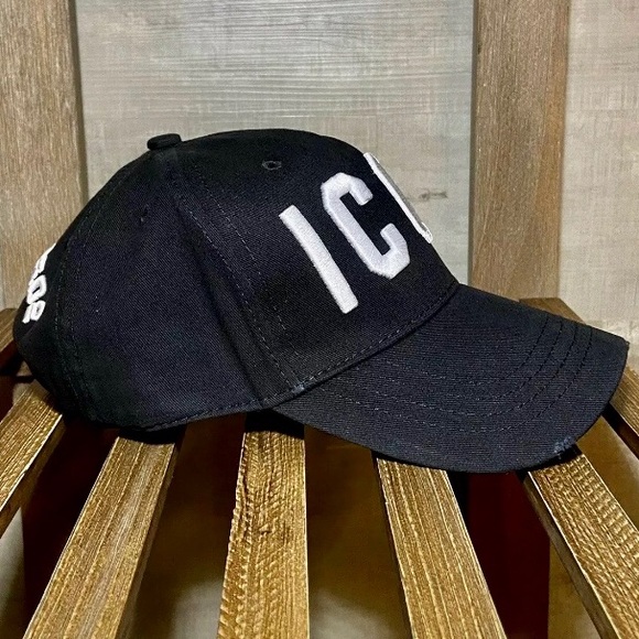 DSQUARED 2 BLACK White ICON Baseball Cap Hat - Picture 3 of 4